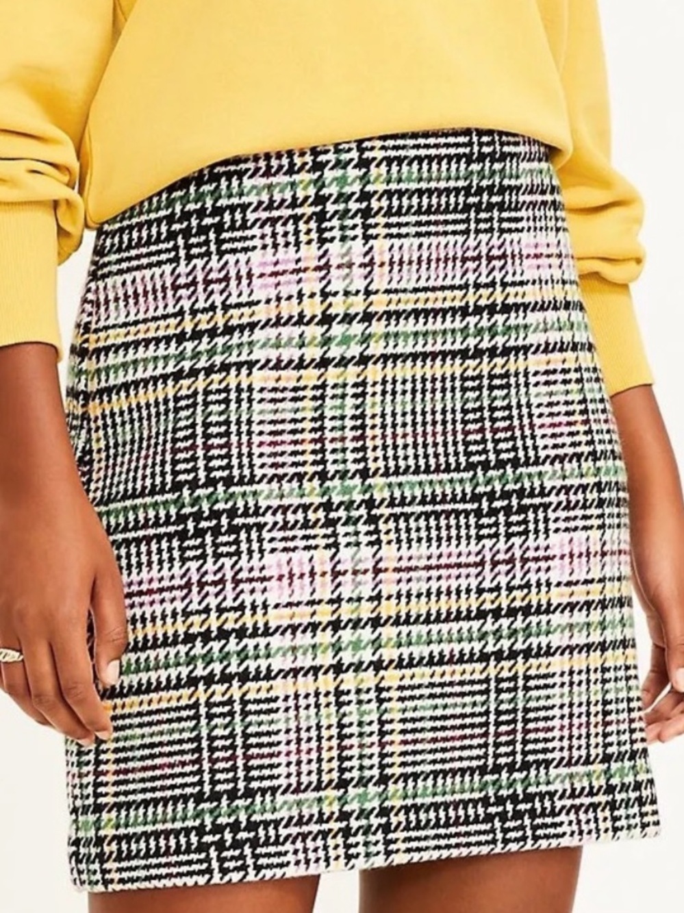 LOFT Wool Blend Plaid Tweed Houndstooth A-Line Mini Skirt Women’s 18 Preppy